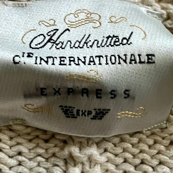 Vintage Express HandKnitted C International Cream Cardigan Sweater Size Small - Picture 8 of 12